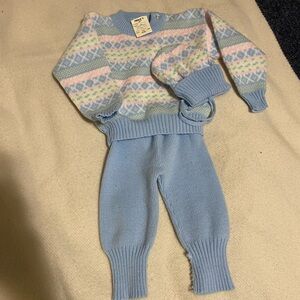 Vintage Pastel Knit Sweater and Pants Set
